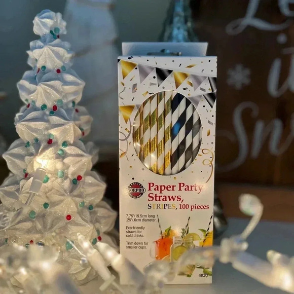 Norpro Striped  Paper Party Straws - 100 Ct - Picture 1 of 4